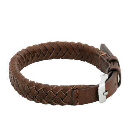 by BILLGREN Link Leather Bracelet Black Accessoarer Herr Brun ONESIZE