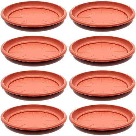 8 stk - Rund blomsterpotteskål terrakottafarge Ø19 cm - Plast blomsterpottebrikke - Plantepotteskål - Rund blomsterpottebrett