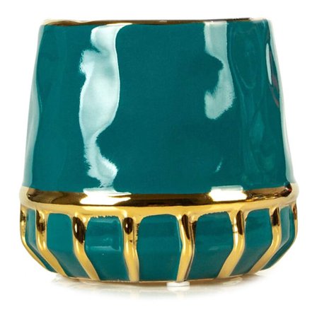 Modern nordisk stil keramisk kruka med gulddetaljer, behållare för suckulenter och kaktusar, lämplig för ormplantor