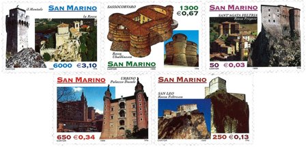 San Marino - Slotte - Postfrisk sæt 5v