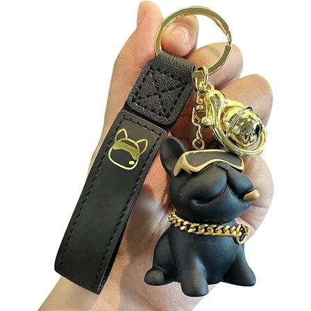 Fransk Bulldog Nøkkelringer Bil Søt Tegneserie Hund Nøkkelring Valp Nøkkelarrangører Veskeanheng Håndveske Des