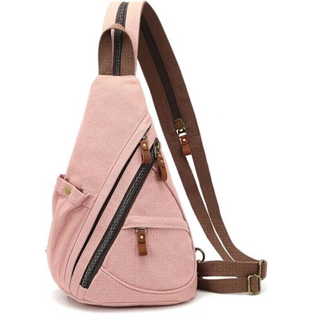Canvas Sling Bag - Liten Crossbody ryggsäck Shoulder Casual Daypack ryggsäck för män kvinnor