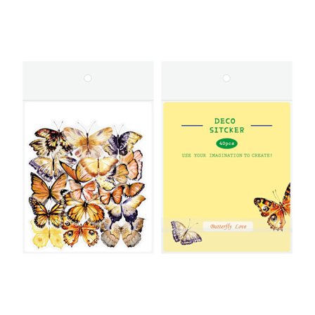Butterfly DIY Journal Stickers - 40 Transparenta PET-bitar