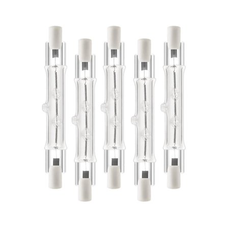 5-pak R7s 118mm 200W 230V, R7s Halogen Lineær Lyskilde, Dæmpbar Halogenlampe til Byggearbejde