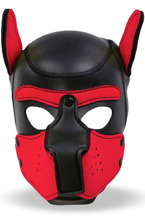 Hunde Maske mit abnehmbarem Maulkorb Rot/Schwarz