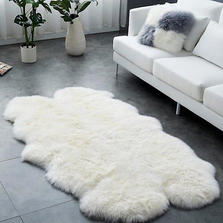 180x110cm Myk og Fluffy Pels Antislipp Falsk Saueskinn Teppe -ES