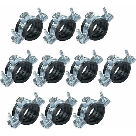 Lot af 10 lydisolerede kraver - fastgørelsessupport med tætning - til rør Ø 3/4'' 26-30mm - forzinket stål - skrue i М8/М10
