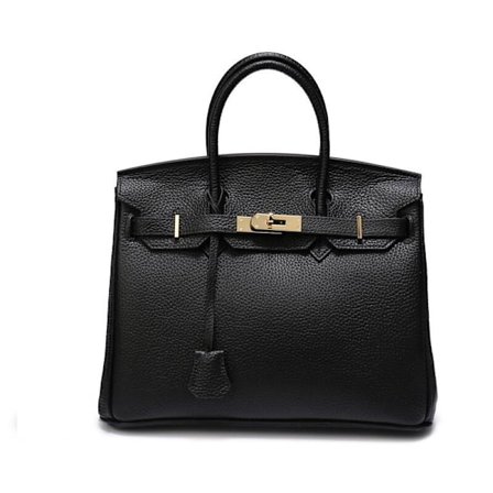 Chic Sort Koskindtaske med Litchi-tekstur til Kvinder