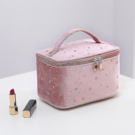 Firkantet Rosa Fløyels Kosmetikkveske Reise Håndvaskveske