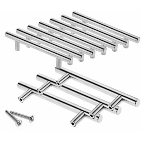 Heldekkende rustfritt stål skapdør T-formet håndtak (sølv