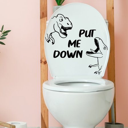 Dinosaur Toilet Stickers Wall Art Decals Mural Removable Bathroom Home Room Decor Black