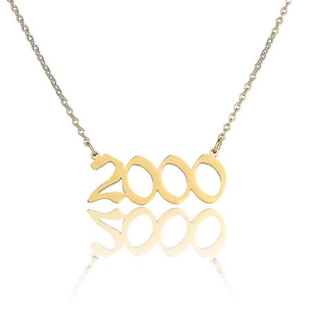 Halsband med födelseår, 18k guldpläterat halsband med födelseår, smycke - 26 (2000)