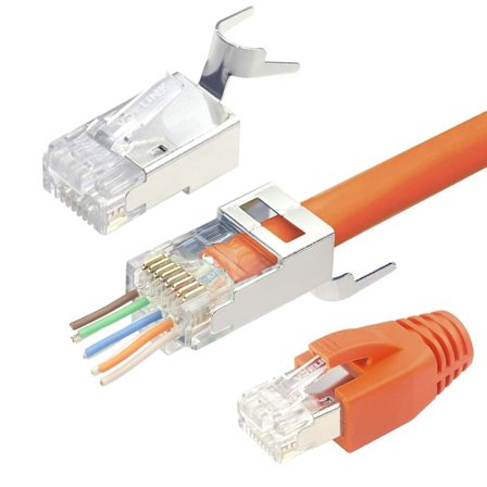 Cat7 Cat6a Pass Through Connector - Afskærmet netværksstik (20 Pack) med Rj45 Boots Cover