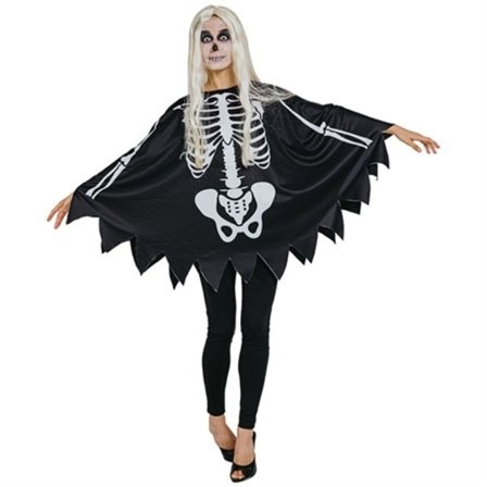 Kostume Skeleton Poncho Voksen