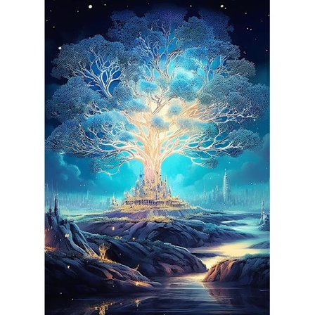 30x40cm, Livets Træ 5d diamantmalet rhinestones broderi lærred(5)