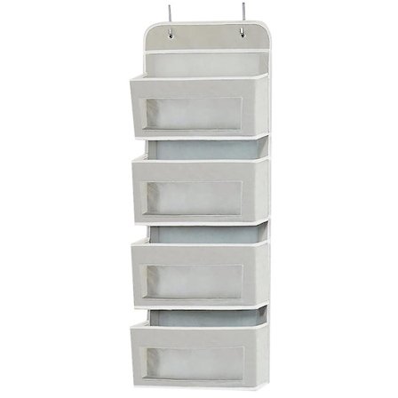1 stk. Hængende Opbevaringsposer til Hjemmet og Sortering af Ting - Dør- eller Væghængning - 4 Gennemsigtige Lommer