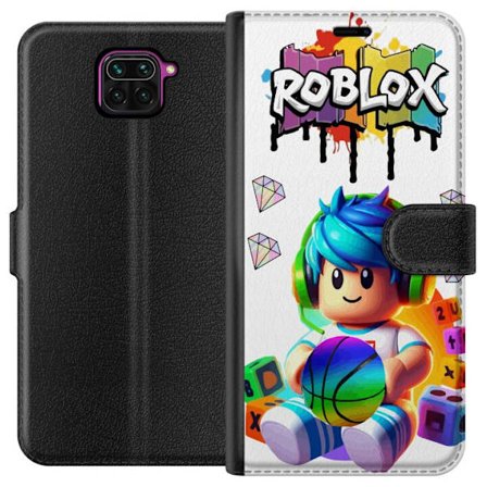 Kompatibel Tegnebogsetui til Xiaomi Xiaomi Redmi Note 9 Farverig Roblox-illustration med spilkarakter, legetøj og energi, perfekt til gamingfans og b