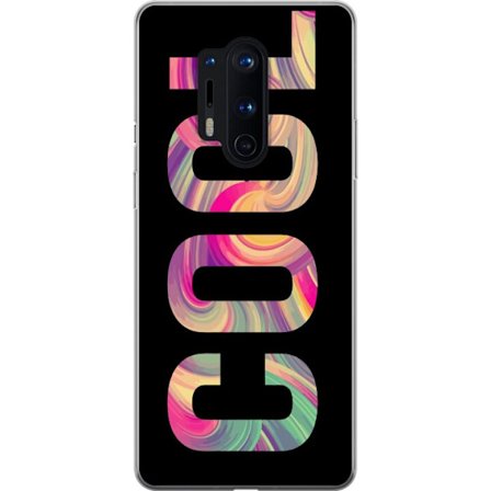Yhteensopiva Puhelinkuori OnePlus OnePlus 8 Pro Nykytaiteellinen typografia taiteilu sanaa LOVE nestemäisissä sateenkaariväreissä mustaa taustaa v