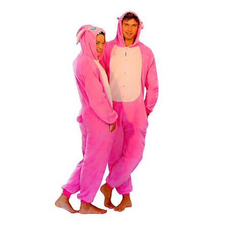 Stitch Blå Rosa Unisex Onesiee Kigurumi Fancy Dress Kostyme Hettegensere Pyjamas_f W -a