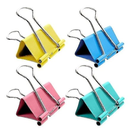 Mappeclips Metal Foldback Clips Assorterede Farver Klemmer Papirclips -aya