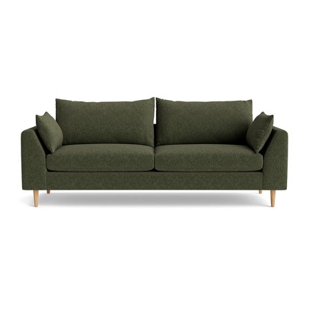 Ofelia 3 personers sofa - Boston Grøn - 223x92x85cm - Ekstra Pyntepuder & Bøgetræsben - Komfortabel Sofa til Afslapning og Hygge