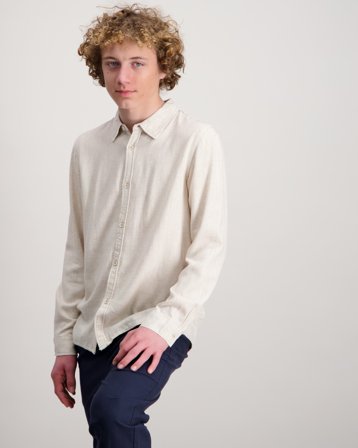 LMTD FINEN LS SHIRT Beige Overhemden Jongens - Kids Brand Store