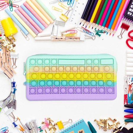 Stationery Storage Bag Pencil Case Creative Decompression Educational Toy Silicone Fingertip Bubble Stationery Desktop Large Capacity Pencil Case Offi