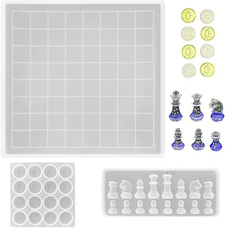 Schackbräde Resin Form Set, 1 Schackbräde Silikonform, 1 Bonde Form