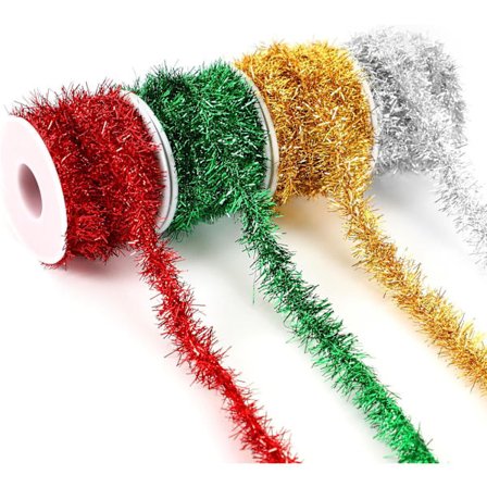 Guirlande, 20 m guirlande, jul, lametta, juletræ, juleguirlande til juletræ, fødselsdagsfest, bryllup, dekorationer (rød, grøn,