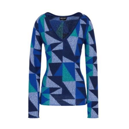 Giorgio Armani V-neck Strik Blå, Dame Striktrøjer