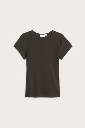 Kappahl | Prążkowany t-shirt | Ciemnobrązowy