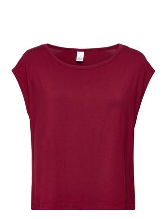 S/S Wide Neck Top Rød Calvin Klein