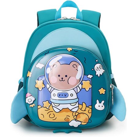 Rygsæk til småbørn, vandtæt 3D tegneserie førskole taske med anti-tabt snor - Sød børnehavetaske til drenge og piger (Ideel til grøn)