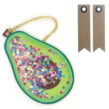 2 st 3D shaker tags Avocado + 20 st kraftetiketter