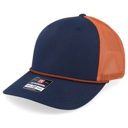 Richardson - Blå trucker Keps - 112fpr Split Navy/Dark Orange/Dark Orange Rope Trucker @ Hatstore