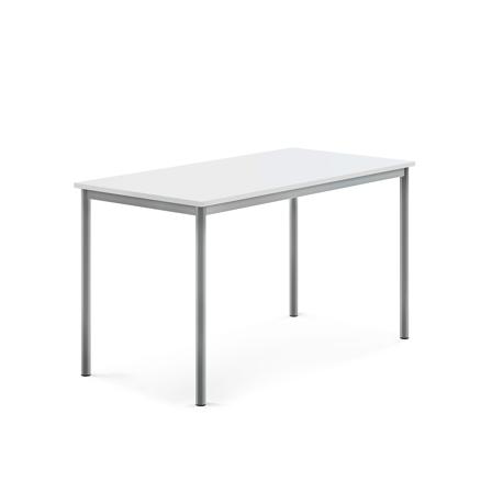 Tisch SONITUS, 1400x700x760 mm, Hochdrucklaminat weiß, alugrau