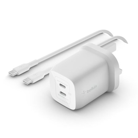 Belkin BoostCharge Pro GaN strømadapter - PPS- og GaN-teknologi - 2 x USB-C - 65 watt