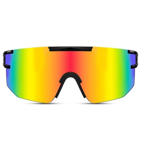 Sportsbriller med speilglass - Sort/Regnbue