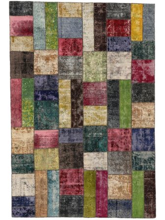 Handgeknoopt Patchwork Vloerkleed 207X307 Zwart/Donkerrood