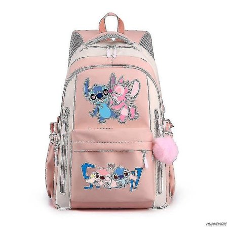 Lilo og Stitch Ryggsekk Dame Herre Høy Kapasitet Vanntett College Skolevesker Trendy Dame Herre L(Himmelblå)