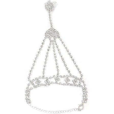 1 st Mode Kvinnor Flicka Glitter Hjärta Strass Handsele Armband Armring Slavkedja Länk Fingerring Armband