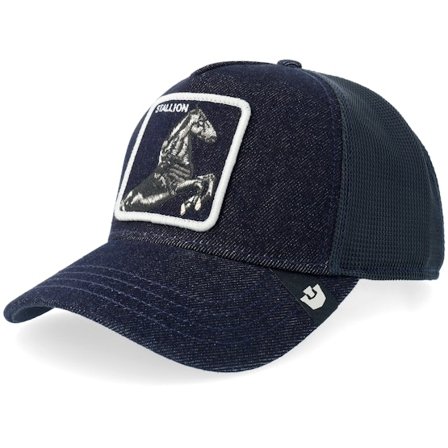 Goorin - Blå trucker Caps - Denim Stallion Dark Denim A-frame Trucker @ Hatstore