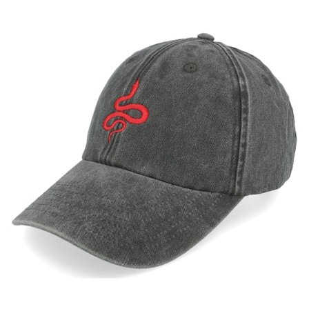 Iconic - Black - unconstructed - Cap - Black Snake Logo Black Washed Dad Cap - Hatstore