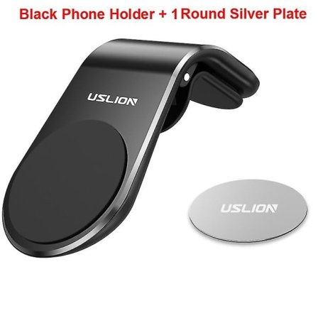 Uslion Easy Air Vent Mount Holder Bil Universal Mobiltelefon Holder Stöd Magnetisk Adsorption Biltelefon Monteringsställ til Iphone sort