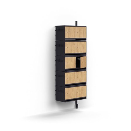 Schuhschrank ENTRY, Erweiterungsmodul, wandhängend, 10 Holztüren, 1800 x 600 x 300 mm, Anthrazit/Eic