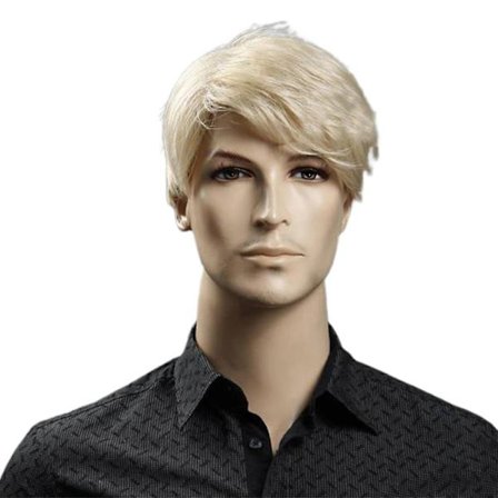 Herre Casual Kort Blond Parykk Skrå Bangs Hår Cosplay Rekvisita