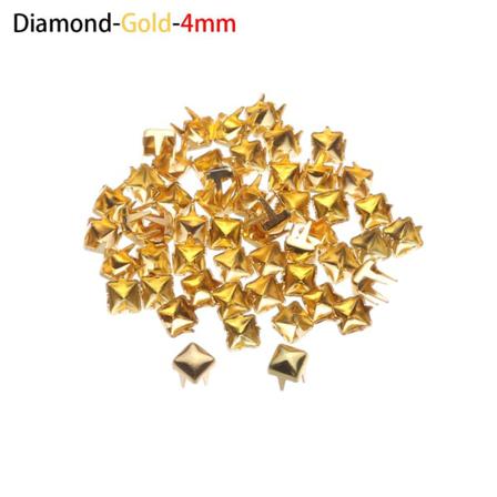50st Doll Colthes Spänne Bältesknappar Guld Diamant 4mm 50st