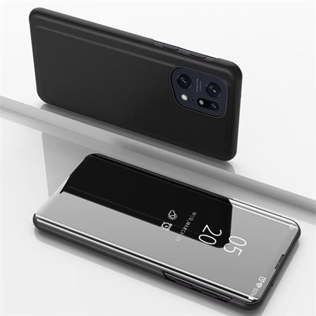 Clear View Case-deksel for Oppo Find X5 Pro-deksel med klaff svart