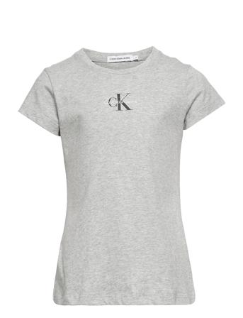 Micro Monogram Top T-shirts Short-sleeved Grå Calvin Klein