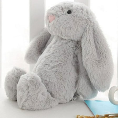 Jellycat Kosedyr, Jellycat Bashful Bunny Kosedyr, Plysjleke med Myke Ører – 33 cm grå{hh]